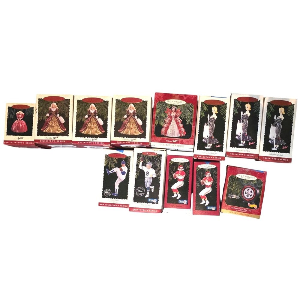 13 Ornaments Hallmark Keepsake Barbie Holiday‎ & Sports Legends Collectors 1990s